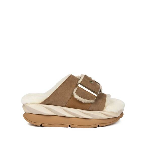 NEW 4CCCCEES women's mellow laze slide in tan